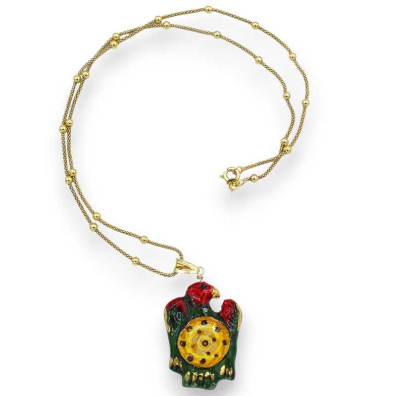 Necklace or Earrings (1pc) Sicilian Card Aces Collection, Money, 925 Silver Gold plated, 24K pure gold enamel - 