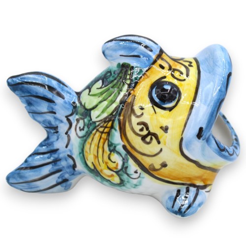 Ryba z ceramicznym uchwytem na wykałaczki Caltagirone z otwartymi ustami - dł. 11 x wys. 8 cm ok. (1 szt.) Dekoracja i l 2