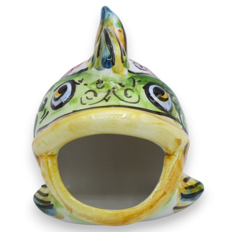 Vis met open mond Caltagirone keramische tandenstokerhouder - L 11 x h 8 cm ongeveer. (1pc) Decoratie en willekeurige kl