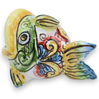Fisch mit offenem Mund Caltagirone Keramik-Zahnstocherhalter – L 11 x H 8 cm ca. (1 Stück) Dekoration und zufällige Farb