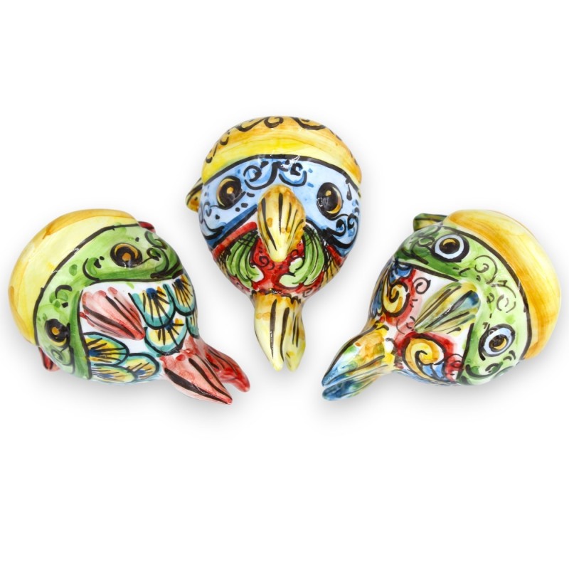 Fisch mit offenem Mund Caltagirone Keramik-Zahnstocherhalter – L 11 x H 8 cm ca. (1 Stück) Dekoration und zufällige Farb