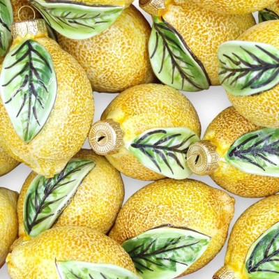 Palla di Natale in ceramica Caltagirone, Modello Limone - 2 opzioni misura (1Unità) MD1 - 