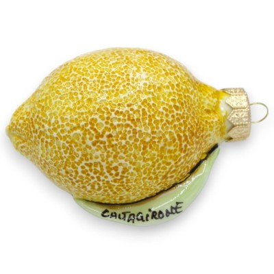 Caltagirone Ceramic Christmas Ball, Lemon Model - 2 Size Options (1pc) - 