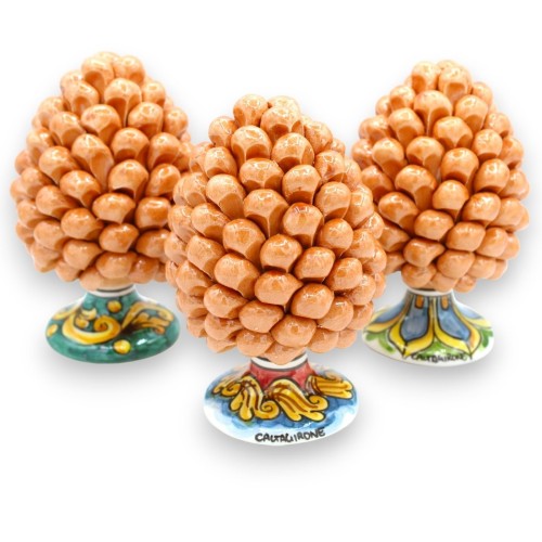 Pigna siciliana Caltagirone, h 15 cm ca. (1Unità) Corallo con Decoro gambo casuale - 