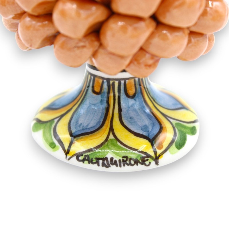 Siciliaanse dennenappel Caltagirone, h ca. 15 cm. (1 stuk) Koraal met willekeurige stengelversiering - 