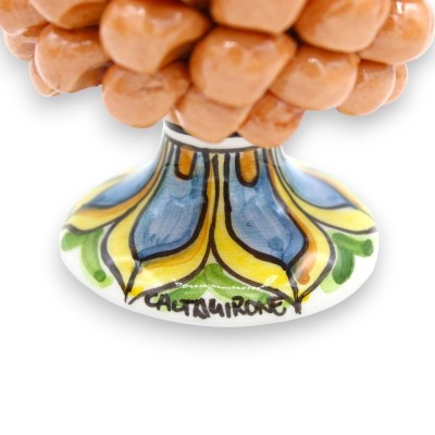 Piña de pino siciliano Caltagirone, altura aprox.15 cm. (1 pieza) Coral con decoración de tallo al azar - 
