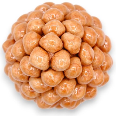 Piña de pino siciliano Caltagirone, altura aprox.15 cm. (1 pieza) Coral con decoración de tallo al azar - 