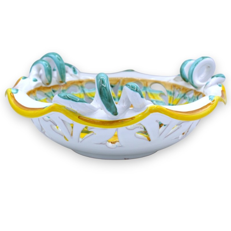 Element centralny z drobnej, ząbkowanej i perforowanej ceramiki, 2 opcje rozmiaru (1 szt.) Ozdoba z pęczka cytryny na tl