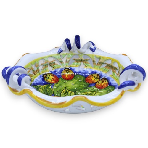 Centerpiece in fine scalloped and perforated ceramic, 2 size options (1pc) lemon bundle and prickly pear blade decoratio 2