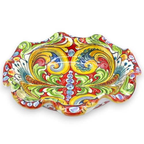 Ozdoba ceramiczna Caltagirone z 2 opcjami rozmiaru (1 szt.) Wielobarwna dekoracja barokowa na czerwonym tle - 