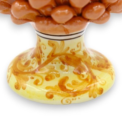 Piña de pino siciliano de cerámica Caltagirone h 20 / 22 cm aprox. (1 pieza) Coral, con decoración de tallo aleatoria - 