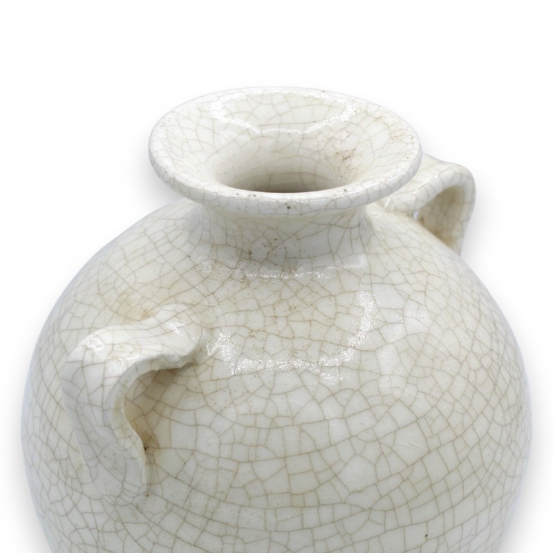 Amphorenvase mit Henkeln aus feiner Keramik, Antikweiß mit Crackle-Effekt, mit 3 Größenoptionen (1 Stück) - 