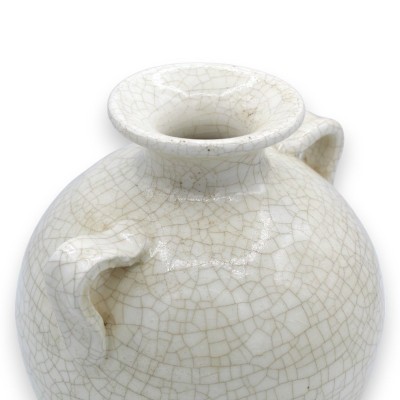Vase Amphore avec anses en céramique fine, Blanc Antique avec effet craquelé, avec 3 options de tailles (1pc) - 