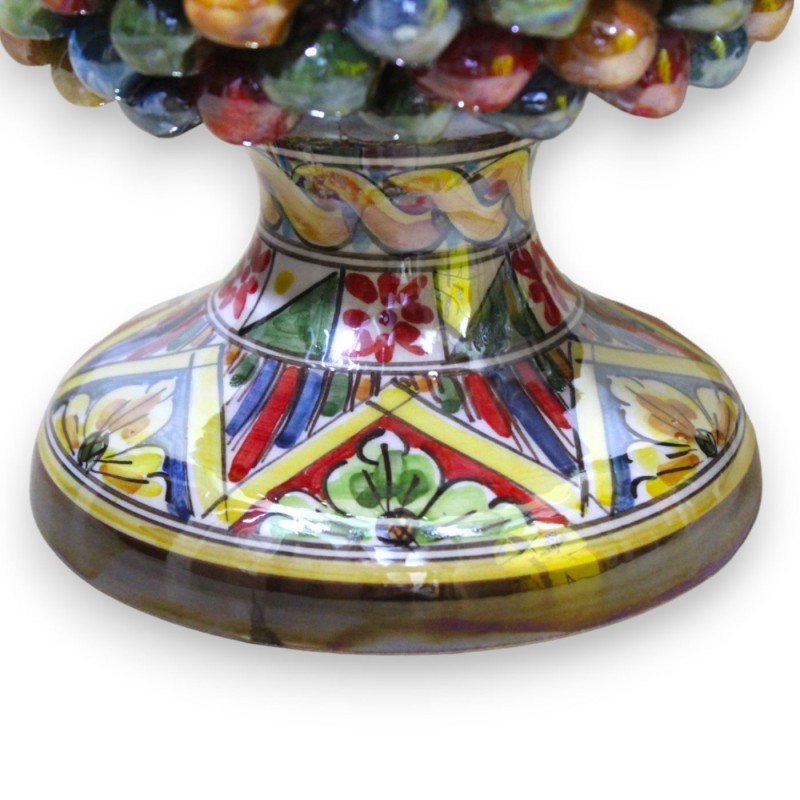 Ceramiczna lampa w kształcie szyszki Caltagirone h ok. 55 cm. Wielobarwny, z emalią z masy perłowej i zdobioną łodygą MD
