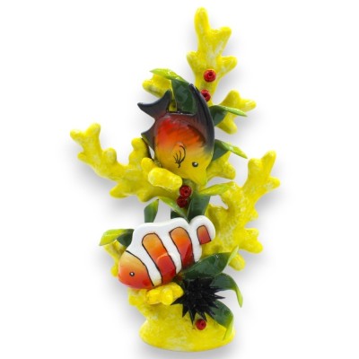 Coral with Marina composition in precious ceramic entirely made and decorated by hand - Measures approx. 30x20 cm. CPR m