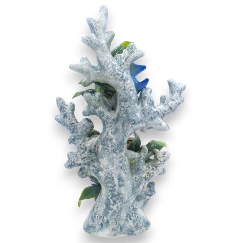 Ramo di Corallo con composizione Marina in pregiata ceramica h 30 e L 20 cm ca. Grigio MD5 - 