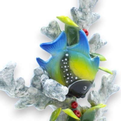 Coral con Marina composición en preciosa cerámica totalmente realizada y decorada a mano - Medidas aproximadas 30x20 cm.