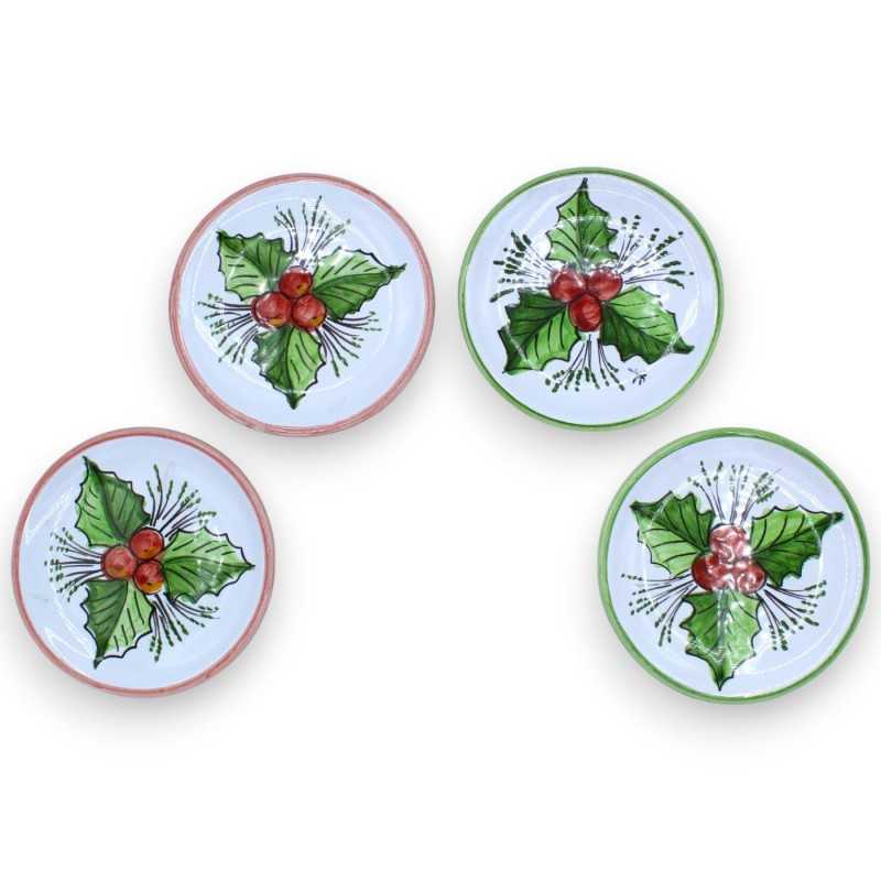 Sicilian ceramic wall plate or bottle coaster - Ø approx. 12 cm (1pc) random Green or Red color - 