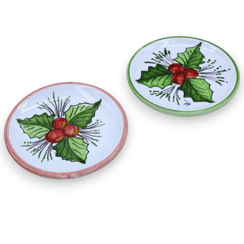 Assiette murale ou dessous de bouteille de Noël en céramique sicilienne - Ø environ 12 cm. (1 pièce) couleur aléatoire -