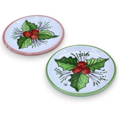 Weihnachtswandteller oder Flaschenuntersetzer aus sizilianischer Keramik – Ø ca. 12 cm. (1 Stück) zufällige Farbe - 