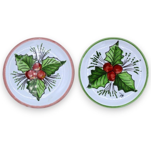 Weihnachtswandteller oder Flaschenuntersetzer aus sizilianischer Keramik – Ø ca. 12 cm. (1 Stück) zufällige Farbe -  2