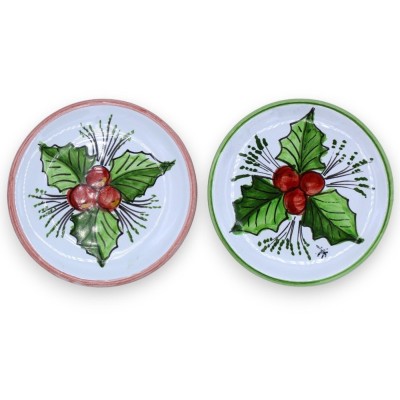 Sicilian ceramic wall plate or bottle coaster - Ø approx. 12 cm (1pc) random Green or Red color - 