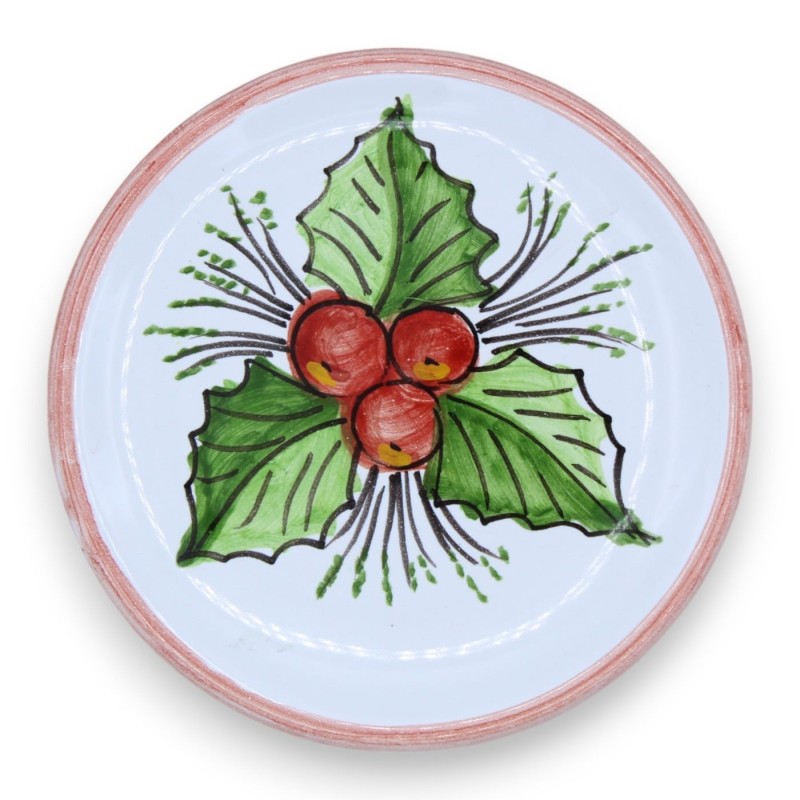 Sicilian ceramic wall plate or bottle coaster - Ø approx. 12 cm (1pc) random Green or Red color - 