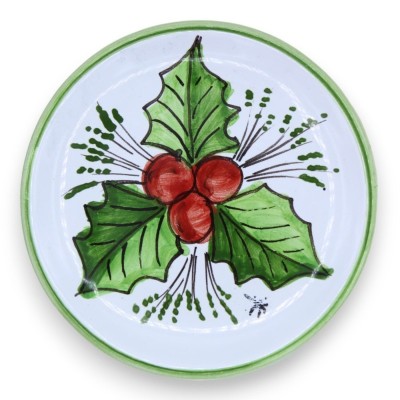 Sicilian ceramic wall plate or bottle coaster - Ø approx. 12 cm (1pc) random Green or Red color - 
