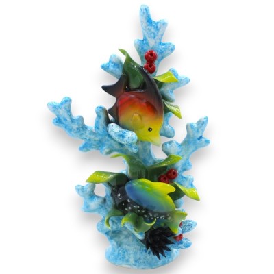 Ramo di corallo con composizione Marina in pregiata ceramica h 30 e L 20 cm ca. Turchese MD1 - 