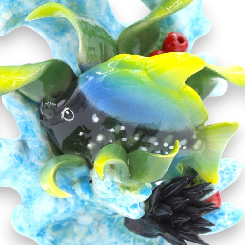 Ramo di corallo con composizione Marina in pregiata ceramica h 30 e L 20 cm ca. Turchese MD1 - 