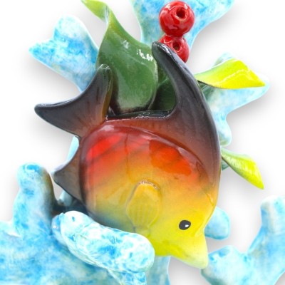 Ramo di corallo con composizione Marina in pregiata ceramica h 30 e L 20 cm ca. Turchese MD1 - 