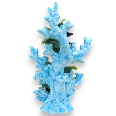 Ramo di corallo con composizione Marina in pregiata ceramica h 30 e L 20 cm ca. Turchese MD1 - 