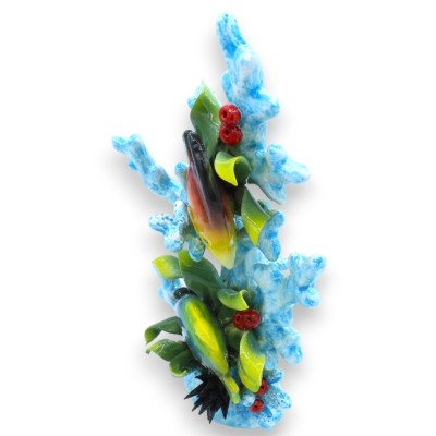 Ramo di corallo con composizione Marina in pregiata ceramica h 30 e L 20 cm ca. Turchese MD1 - 