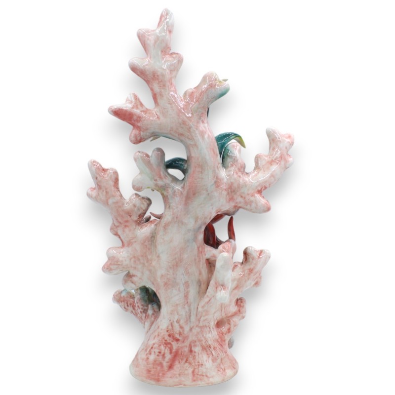 Ramo di corallo con composizione Marina in pregiata ceramica h 30 e L 20 cm ca. Rosa MD2 - 