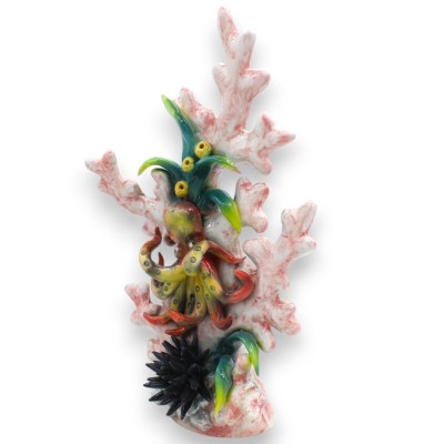 Coral con Marina composición en preciosa cerámica totalmente realizada y decorada a mano - Medidas aproximadas 30x20 cm.