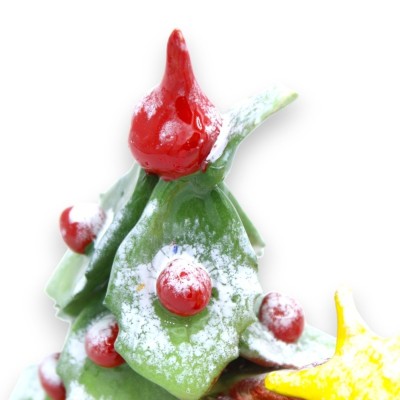 Sneeuwhut kerststal in Siciliaans keramiek, met komeet en boom met punt - 2 maatopties (1pc) - 