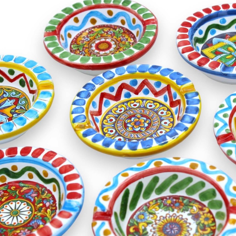 Sicilian ceramic ashtray - Ø approx. 10 cm (1pc) Random Sicily themed color and decoration - 