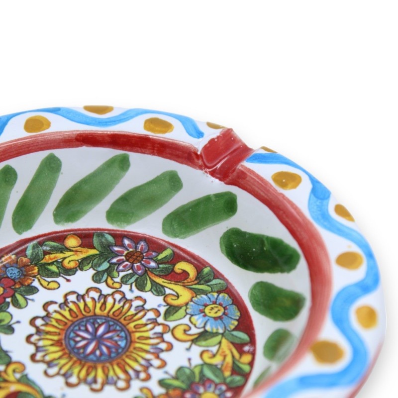 Cinzeiro de cerâmica siciliana - Ø aproximadamente 10 cm (1 unidade) Cor e decoração com tema aleatório da Sicília - 
