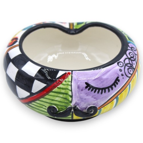 Caltagirone keramische asbak met gezicht - Ø ca. 12 cm (1st) Veelkleurig en Multidecor - 