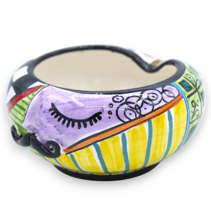 Popielniczka ceramiczna Caltagirone z twarzą - Ø ok. 12 cm (1 szt.) Wielokolorowe i wielodekorowe - 
