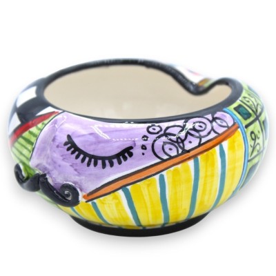 Popielniczka ceramiczna Caltagirone z twarzą - Ø ok. 12 cm (1 szt.) Wielokolorowe i wielodekorowe - 