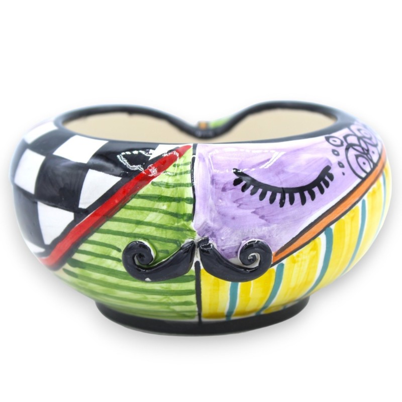 Popielniczka ceramiczna Caltagirone z twarzą - Ø ok. 12 cm (1 szt.) Wielokolorowe i wielodekorowe - 