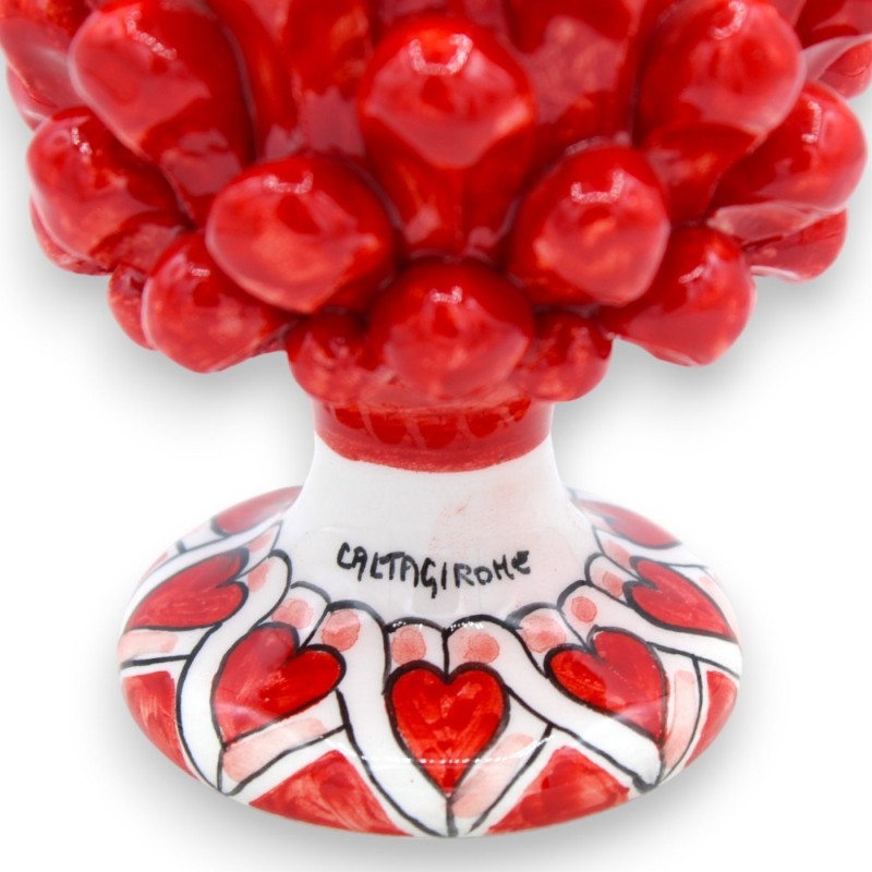 Pigna TI AMO in ceramica di Caltagirone, Rossa e base decoro '600, h 10 cm ca. Mod FL - 
