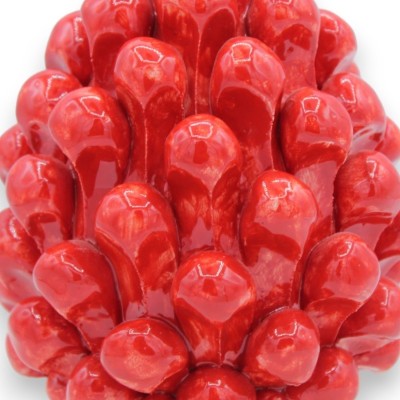 Cono de pino TE AMO en cerámica Caltagirone, Rojo y base con decoración '600, h 10 cm aprox. (1 uds) modelo FL - 