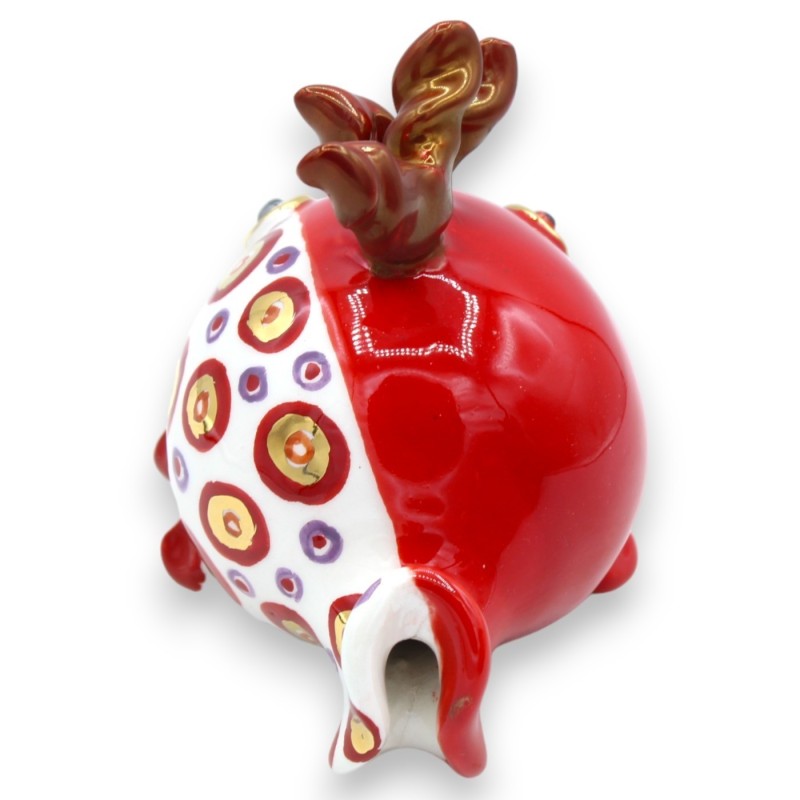 Countertop puffer fish, Caltagirone ceramic, 2 size options (1pc) 24k pure gold enamel and ruby enamel - 