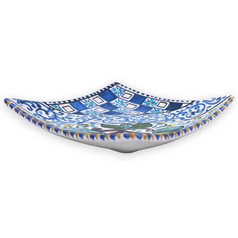 Bolso de cerâmica Caltagirone vazio, 2 opções de tamanho (1 unidade) Decoração moderna e limões sobre fundo azul - 