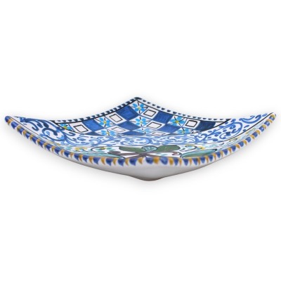 Bolso de cerâmica Caltagirone vazio, 2 opções de tamanho (1 unidade) Decoração moderna e limões sobre fundo azul - 