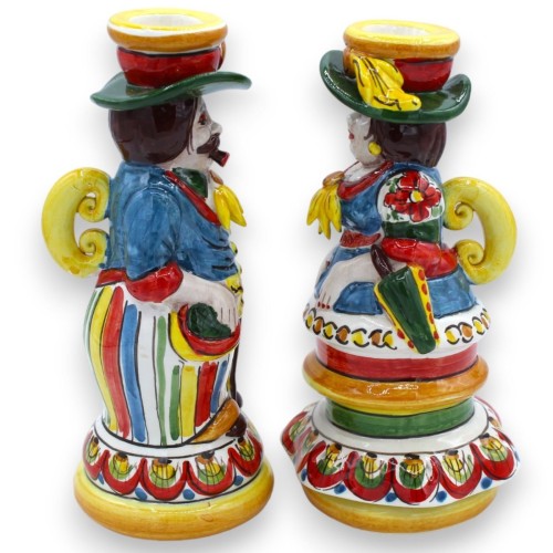 Par de lâmpadas "Signorotti" Lumiere, em cerâmica Caltagirone - h 20 cm aprox. decoração estilo carrinho siciliano -  2