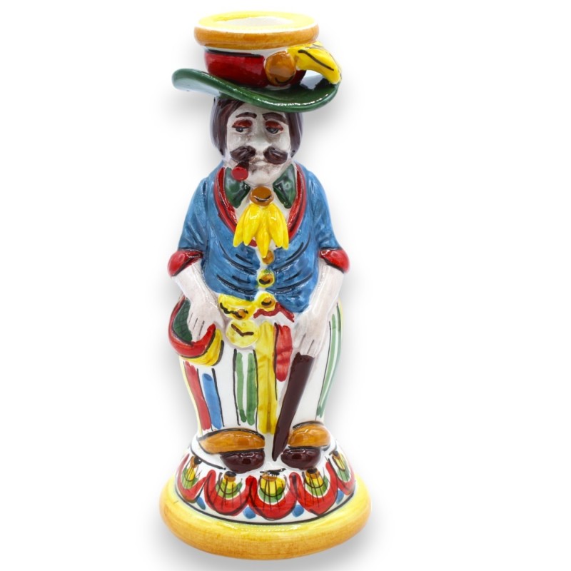 Paar "Signorotti" Lumiere lampen, in Caltagirone keramiek - h 20 cm ca. Decoratie in Siciliaanse wagenstijl - 