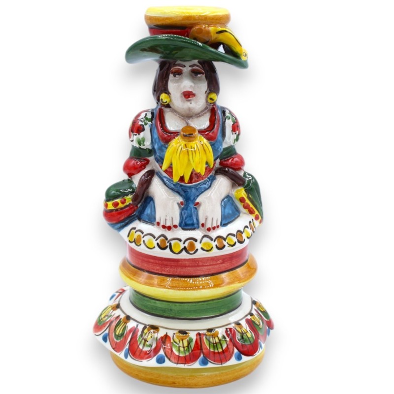 Paar "Signorotti" Lumiere lampen, in Caltagirone keramiek - h 20 cm ca. Decoratie in Siciliaanse wagenstijl - 